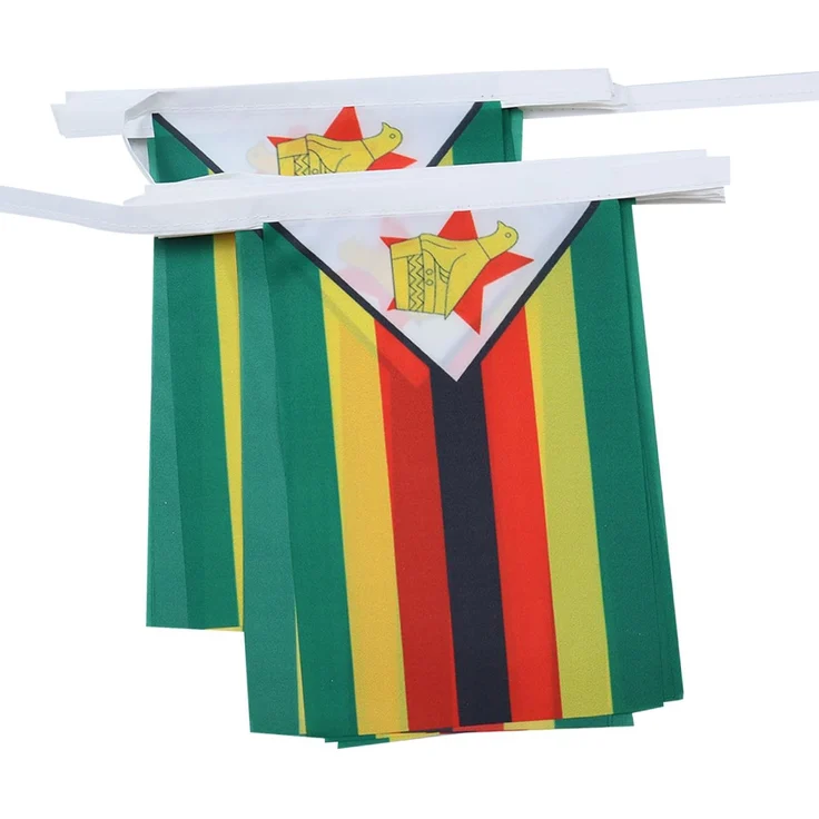 AZ FLAG - Fahnenkette Simbabwe 6 Meter Mit 20 Flaggen - 21x14 cm - Republik Simbabwe Girlande Flaggenkette 14x21 Cm