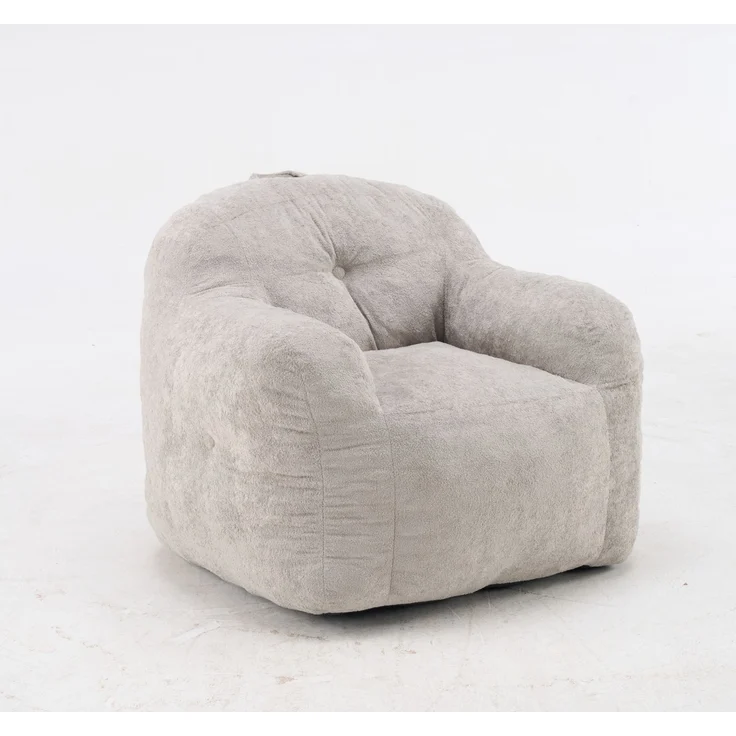 Sitzsack-Sessel aus Kunstfell mit Armlehnen, 95×95×79 cm, Lichtgrau, ohne Montage – Bild 6