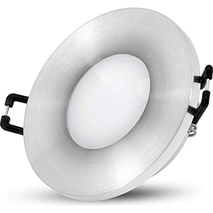 SSC-LUXon BEDA Downlight Spot, flach mit IP65 Schutzart, tauschbarem 4W LED Modul, warmweiß, Alu gebürstet, für Bad und Außenbereich – Bild 3