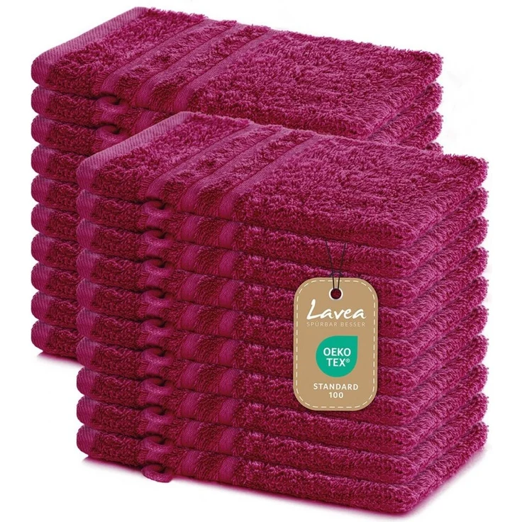 Lavea Waschhandschuh 20er Set Waschhandschuhe, 15 x 21 cm, Elena-Frottierserie, Waschlappen, (20-St), 500 g/m² Frottier, weich & saugstark, pflegeleicht – Bild 1
