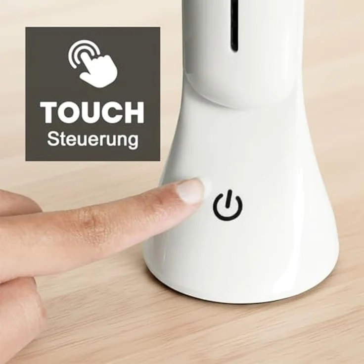 EAXUS LED Schreibtischlampe Moderne Touch Tischleuchte mit 3 Helligkeitsstufen, LED fest integriert, Tageslichtweiß, Stromversorgung über USB oder Batterien – Bild 4