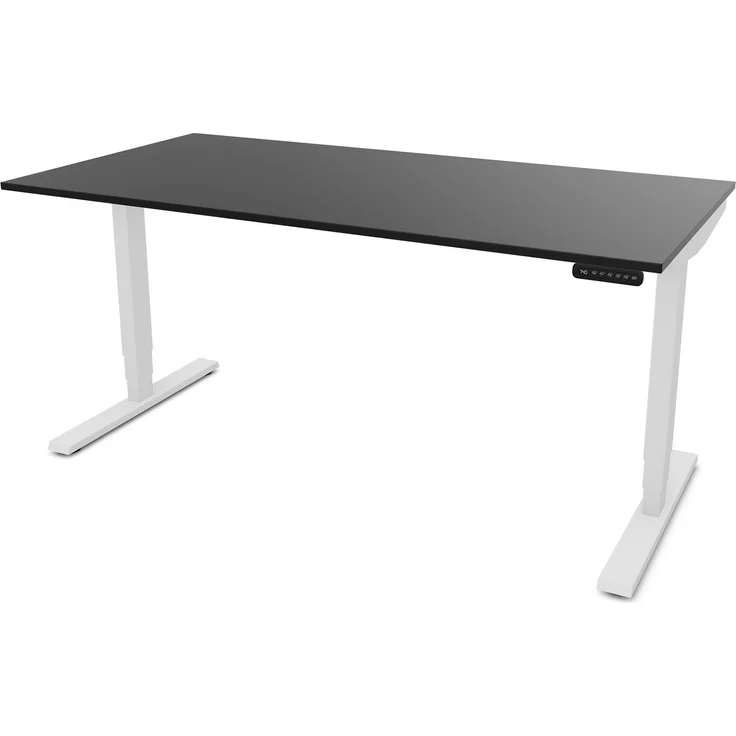 ASSMANN Elektrisch höhenverstellbarer Schreibtisch Y-Line 160x80cm Schwarz Signalweiß Metall Holz Melaminoberfläche – Bild 1