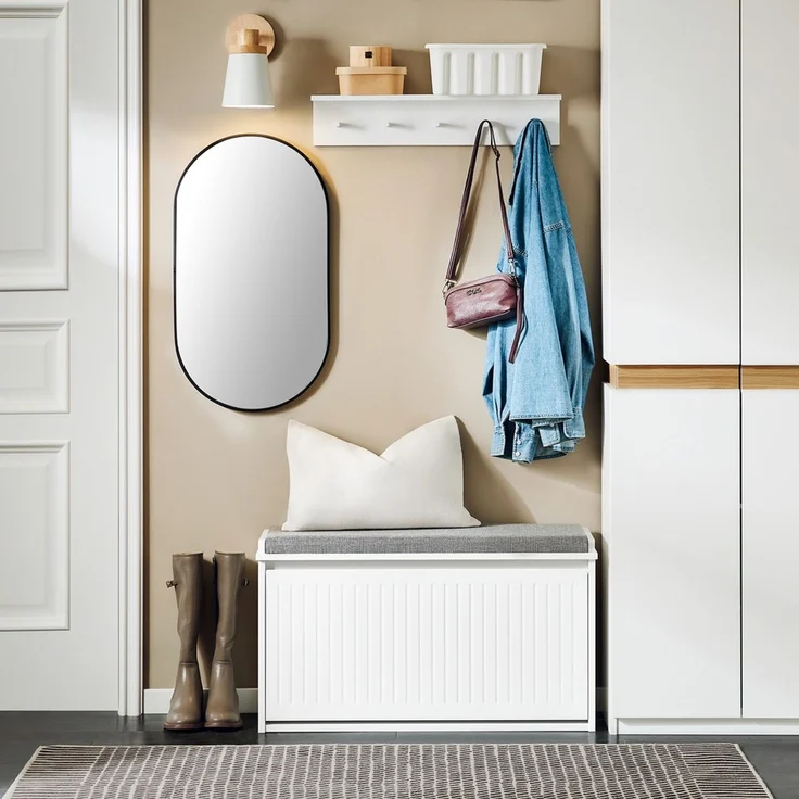 SoBuy FSR98-L-W Schuhbank, MDF, Lackiert, Weiß, 104 x 46 x 36 cm – Bild 2