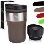 Milu Thermobecher Isolierbecher Kaffeebecher to go - 210ml 100% Auslaufsicher - Trinkbecher aus Edelstahl - Autobecher doppelwand Isolierung - Thermo Becher - Travel Mug (Braun)