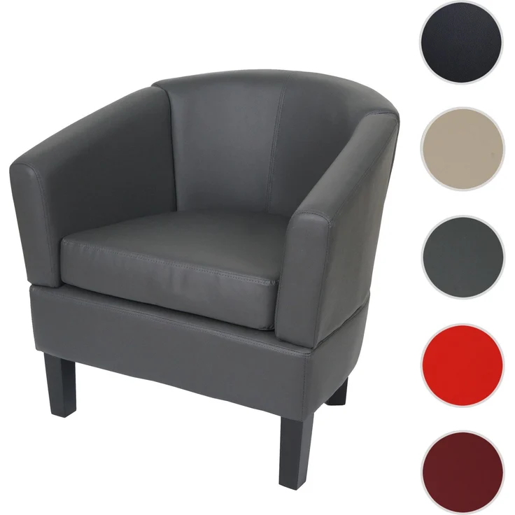 Lounge-Sessel HWC-O17, Sessel Clubsessel Cocktailsessel, FSC®-zertifiziert Kunstleder ~ grau – Bild 9