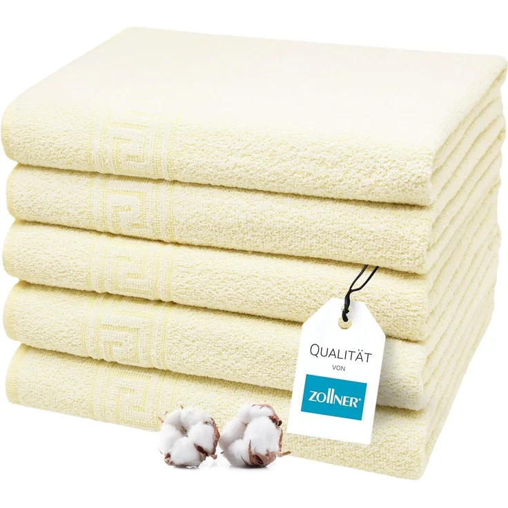 ZOLLNER 5er Set Duschtücher 70% Baumwolle, 30% Polyester, 70x140 cm, gelb – Bild 1