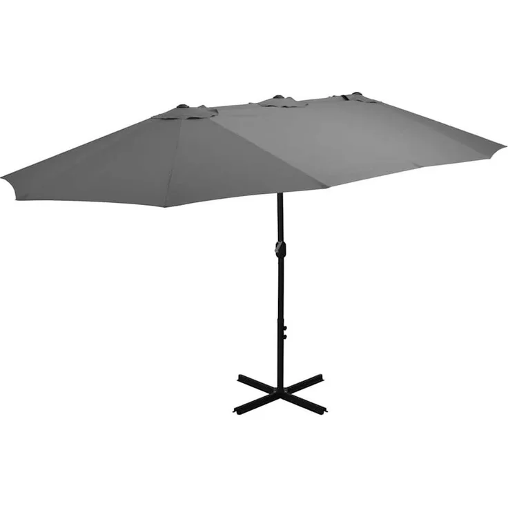 furnicato Sonnenschirm Doppel-460x270x246 cm Anthrazit, Aluminiumgestell, UV-beständig, Kurbelsystem, stabiler Kreuzfuß