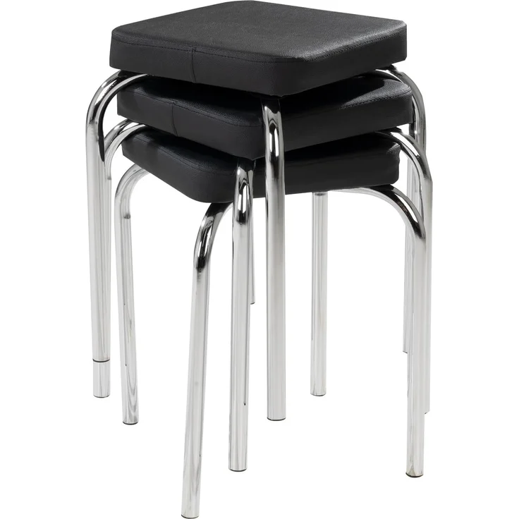 HAKU Sitzhocker Stapelhocker PIK, 2er Set, Schwarz, Kunstleder, stapelbar – Bild 4