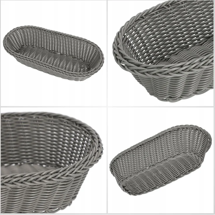 KADAX Brotkorb, Brot, Tisch, Besteck, länglicher grauer Korb – Bild 4
