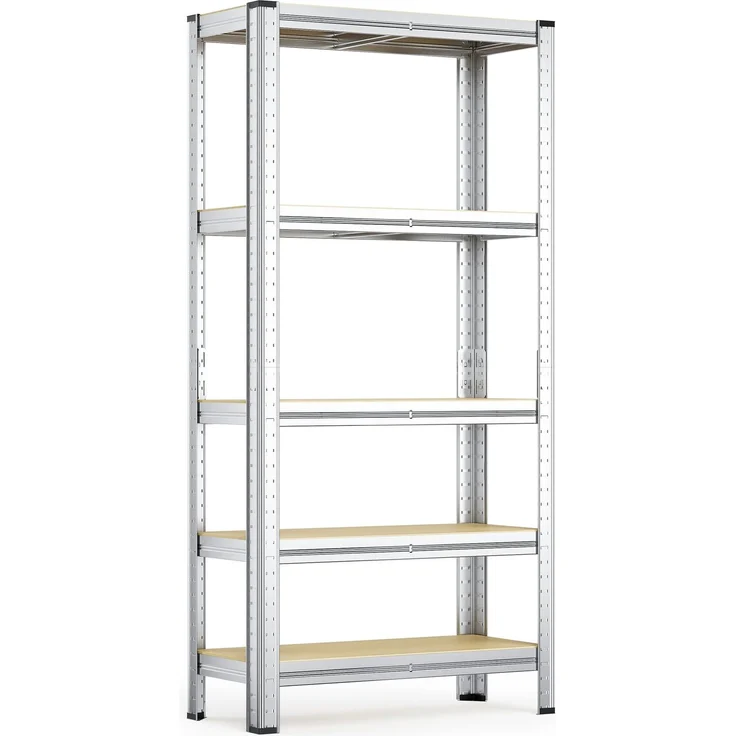 Wiltec Schwerlastregal 75x30x154cm, Gesamtlast 875kg, Steckregal verzinkt aus Stahl, Lastenregal mit 5 Ablagen, Werkstattregal – Bild 1