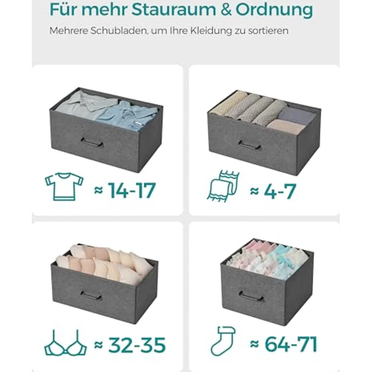 Songmics Kommode, Schrank, 7 Stoffschubladen mit Griffen, Metallgestell, Industrie-Design, schiefergrau-anthrazitgrau LTS523G22 – Bild 6