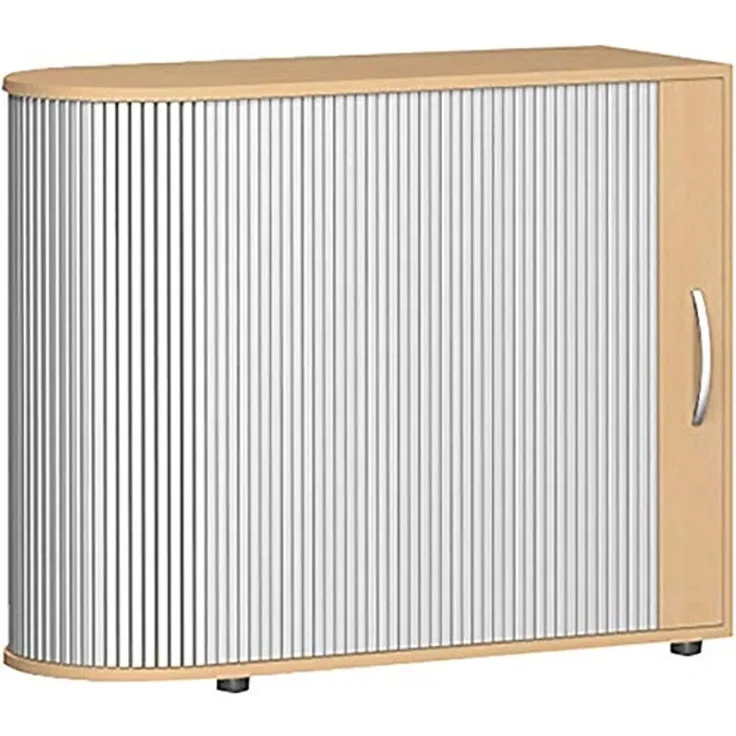 Querrollladenschrank abgerundet mit Standfüßen, Silber Buche, 100 x 40 x 83 cm