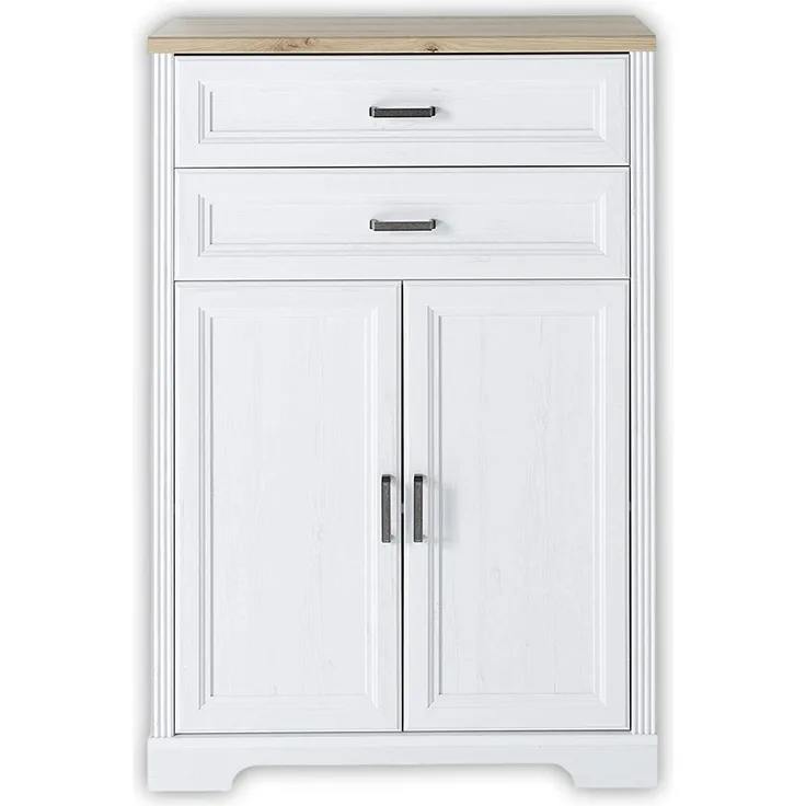 JASMIN Aktenschrank in Pinie hell, Artisan Eiche Optik - Büroschrank mit Schubladen und Türen - Landhausstil Büromöbel Komplettset - 86 x 127 x 38 cm (B/H/T)