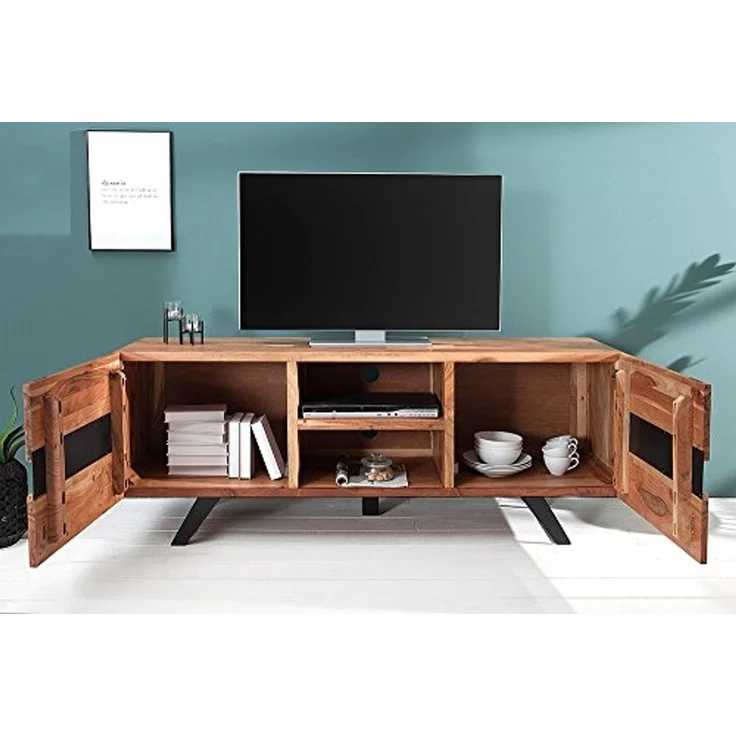 riess-ambiente Lowboard AMAZONAS 160cm natur, Massivholz · TV-Board · Baumkante · Akazie · Wohnzimmer – Bild 4