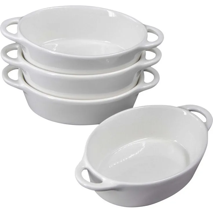 KVOTA Auflaufform 4-er Set oval 300ml MINI je 1 Portion, Keramik, Hochwertige Keramik