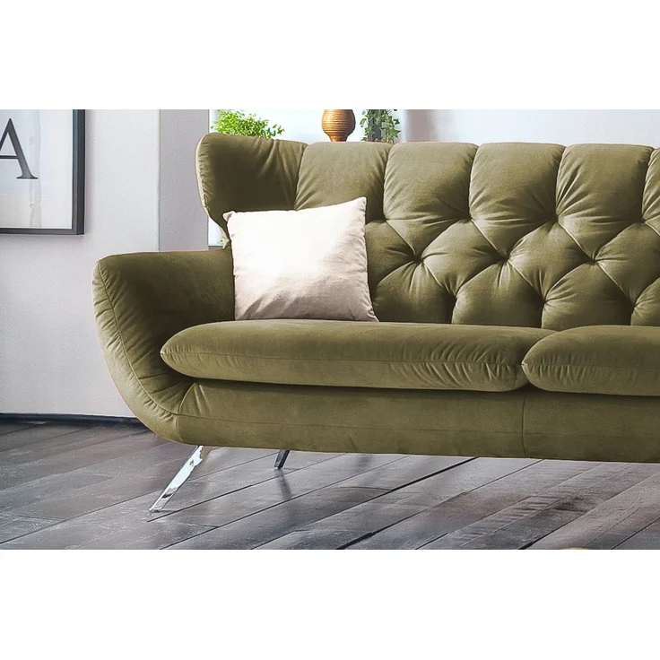 KAWOLA Sofa CHARME 3-Sitzer Velvet oliv 94 x 95 x 225 cm – Bild 4