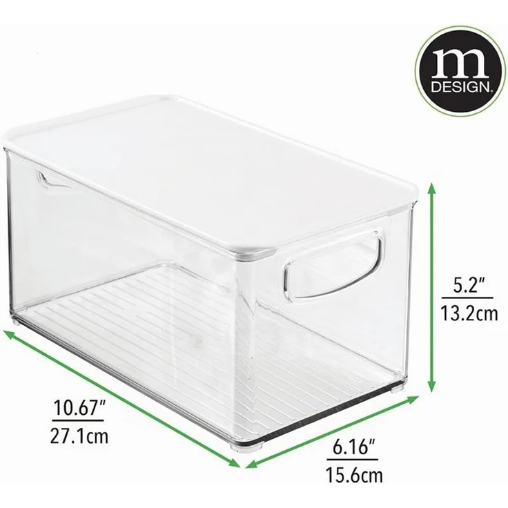 mDesign Organizer Box Aufbewahrung Ablage Deckel Griff 2er-Set Transparent/Weiß – Bild 2