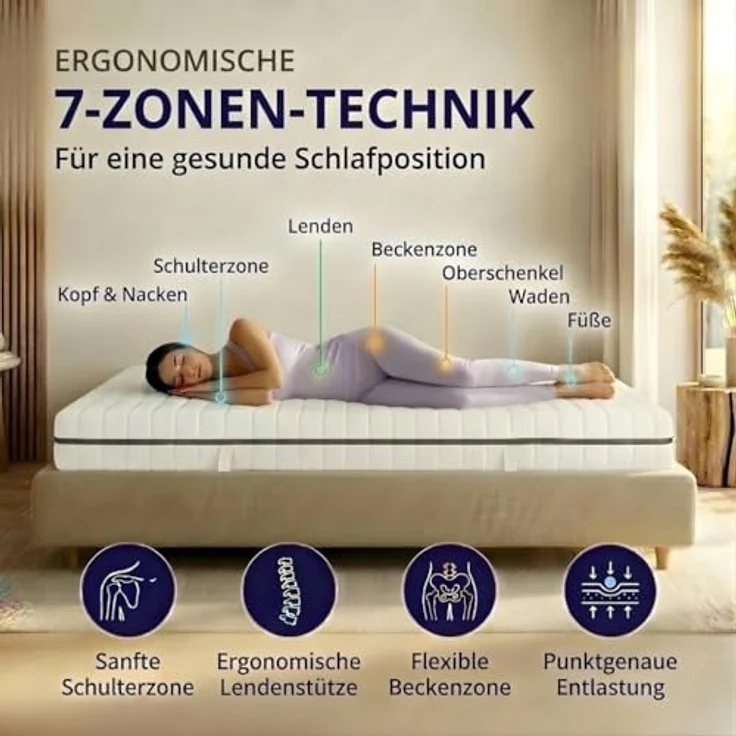 Mister Sandman Kaltschaummatratze 120x200 cm – Wendematratze H2/H3, 7-Zonen, 25 cm Höhe, atmungsaktiv, Waschbar Bezug, allergikergeeignet – Bild 2