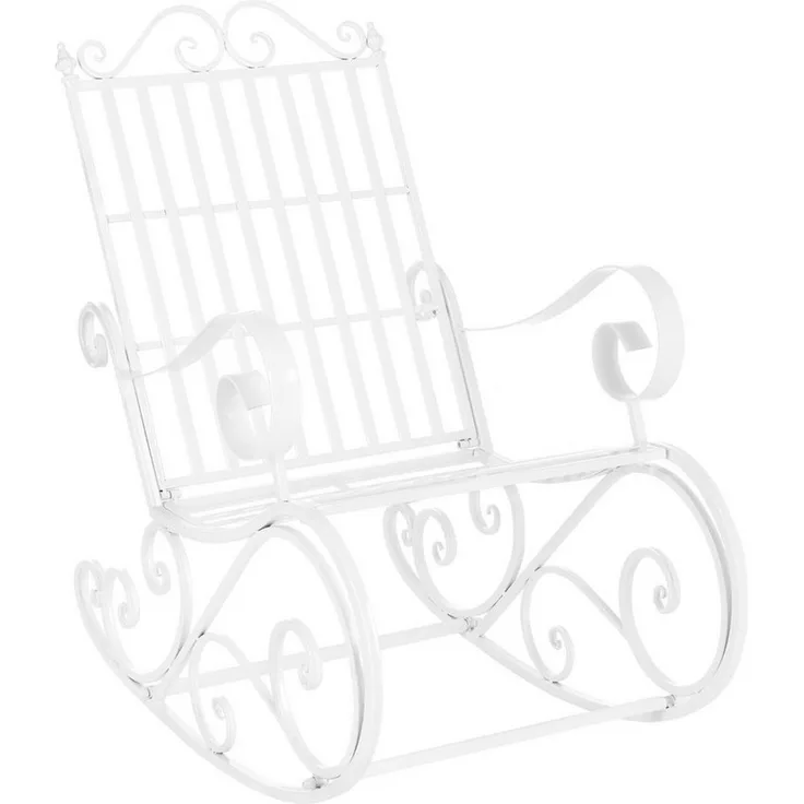 Schaukelstuhl Geraldton 92x59x90cm im Landhausstil Weiß [en. casa]