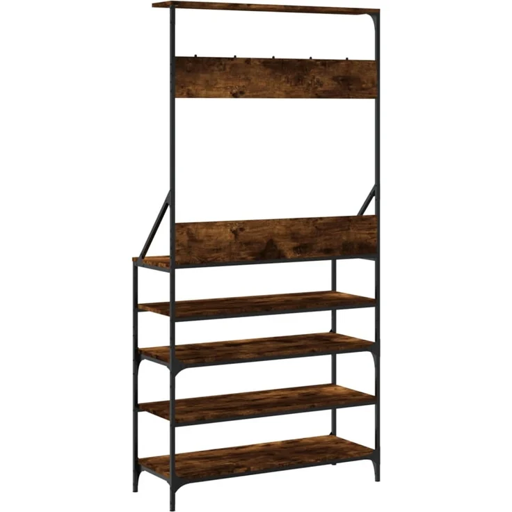 vidaXL Kleiderständer mit Schuhablage Räuchereiche 90x34x184 cm 837879 – Bild 6