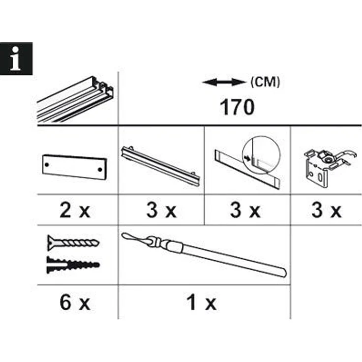 Gardinia Flächenvorhangschiene Komfort Komplett-Set 3-läufig weiß 170 cm – Bild 3