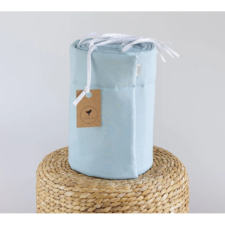Loolay Bettnestchen HELLBLAU Blau Baumwolle Atmungsaktives Babybett Nestchen BETTUMRANDUNG, (Himmelblau GESCHENK Ausstattung für Neugeborene Babybett 140x70 o. 120x60 cm mit Sprossen, Umrandung Kopfschutz Bett Schutz Bettschlange 420, 360, 210, 180x30c... – Bild 2