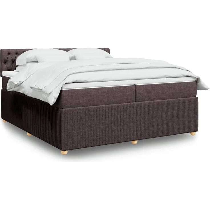 vidaXL Boxspringbett mit Matratze Dunkelbraun 200x200 cm Stoff 3289873 – Bild 1