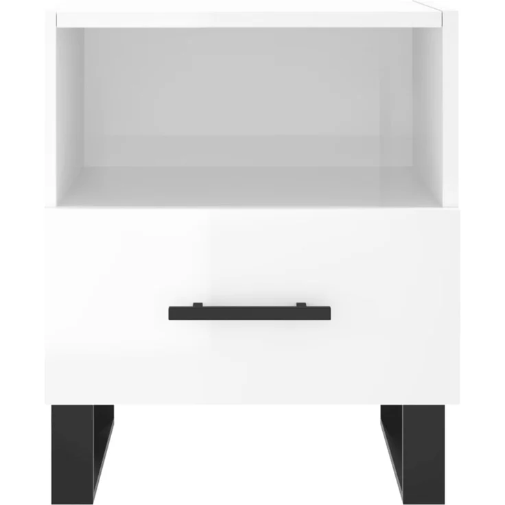 2er-Set Nachttische, Beistelltische moderner Hochglanz-Weiß 40x35x47,5 cm Holzwerkstoff – Bild 7