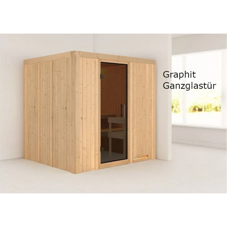 Karibu Sauna Sodin + 9kW Saunaofen mit integrierter Steuerung Energiespartür – Bild 6