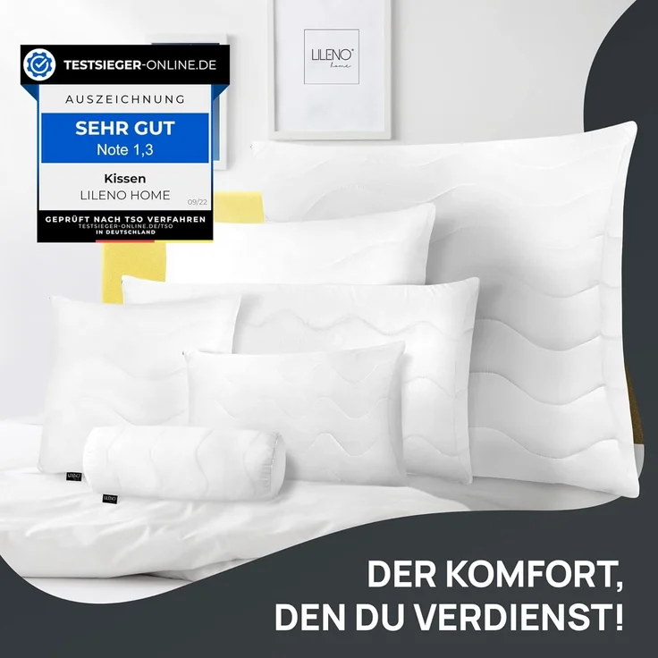 LILENO HOME Kissen 60x60 (4er Set) – 95 °C waschbar, Oeko-Tex & Made in DE – Allergiker Kopfkissen 60x60 anpassbar für himmlischen Schlaf – Haut schmeichelndes & geruchsfreies Pillow – Bild 8