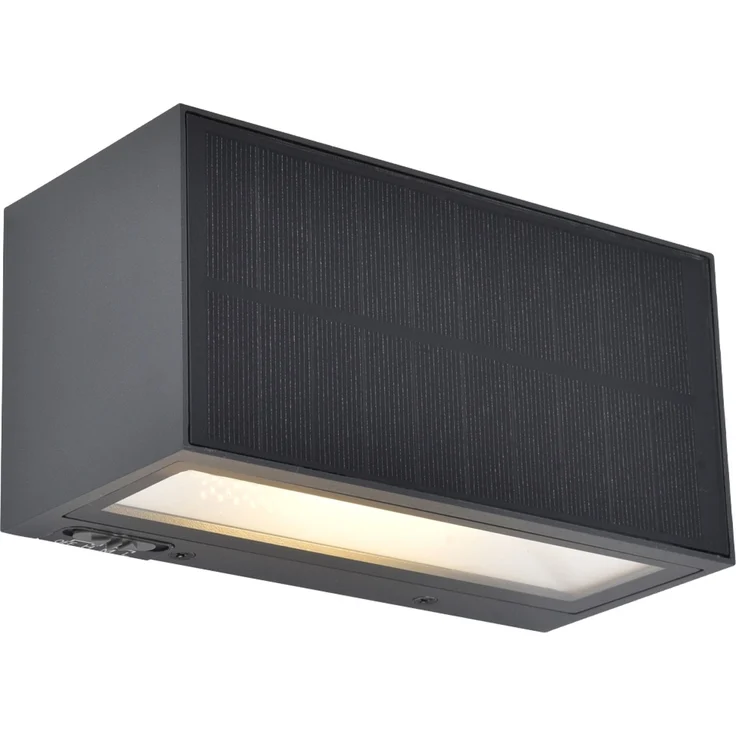HYBRID LED Außenwandleuchte INKA, Solar & Strom 230V, Anthrazit 18cm breit – Bild 2