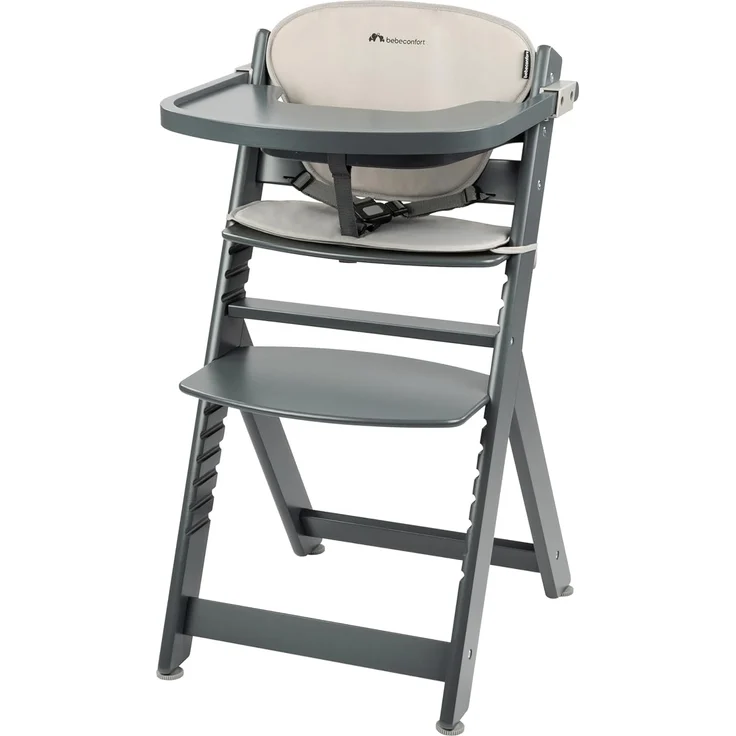 Bebeconfort Hochstuhl Timba - Gray Mist, Mitwachsender Holz Baby Kinderhochstuhl mit Sitzauflage - verstellbar – Bild 1