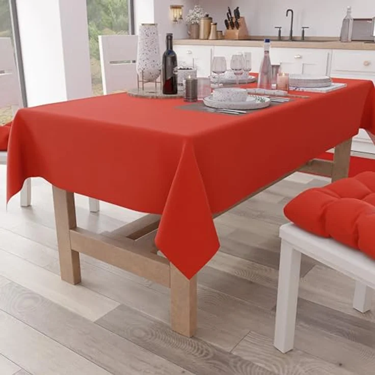 Petti Artigiani Italiani - Tischdecke, Küchentischdecke aus Baumwolle, einfarbig, quadratisch, rot, für 4 Plätze (140 x 140 cm) – Bild 1