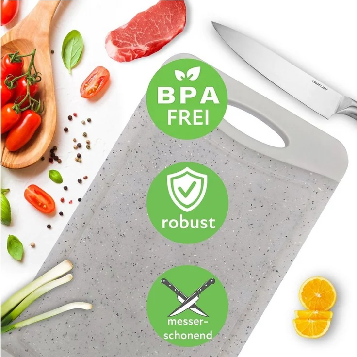 NEOFLAM® Schneidebrett Flutto Antibakterielles Frühstücksbrettchen Set 4tlg. - Granitgrau, Kunststoff (PP), (4-St) – Bild 2