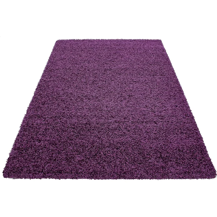 HomebyHome Hochflor Wohnzimmer Teppich 200x290 cm Einfarbig Lila Teppich Langflor Shaggy Modern Teppich für Schlafzimmer, Pflegeleicht Flauschig Weich Rechteckig Großer Teppich – Bild 2