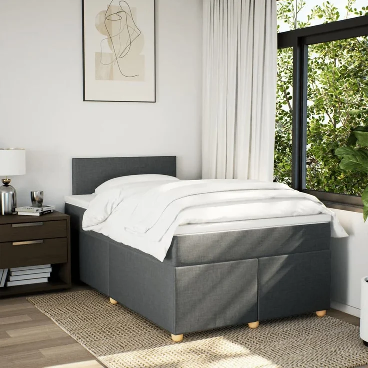 vidaXL Boxspringbett mit Matratze Dunkelgrau 120x190 cm Stoff 3288913 – Bild 4