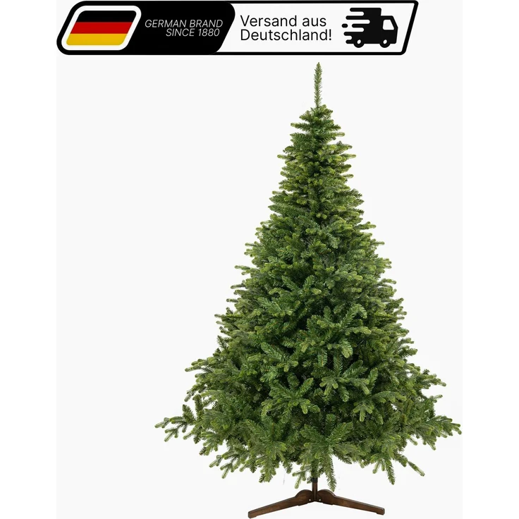 Aurelia Home Künstlicher Weihnachtsbaum 220 cm – PE/PVC in Nordmann-Optik, mit Holzständer und Tasche – Bild 1