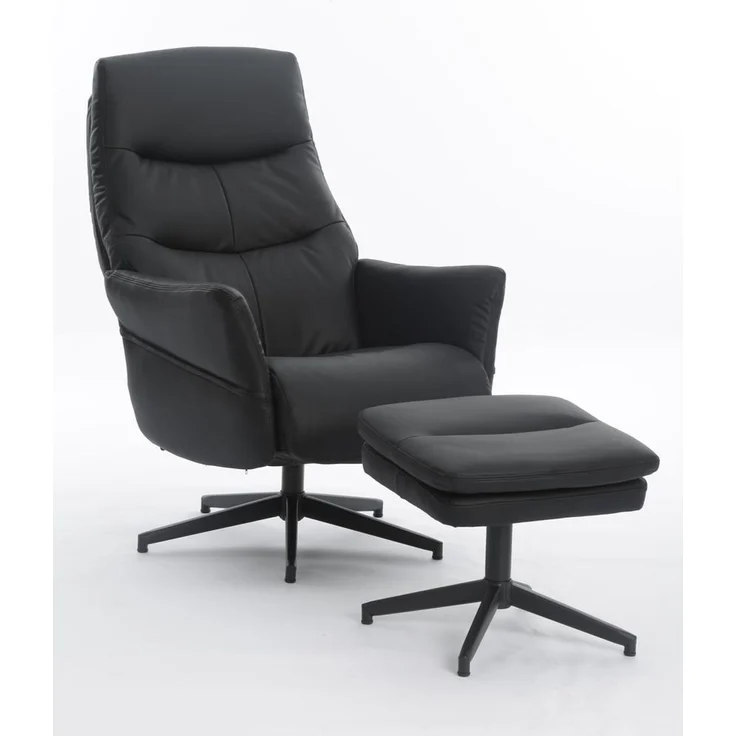 gepolsteter Relaxsessel mit Hocker - dunkelgrau – Bild 6