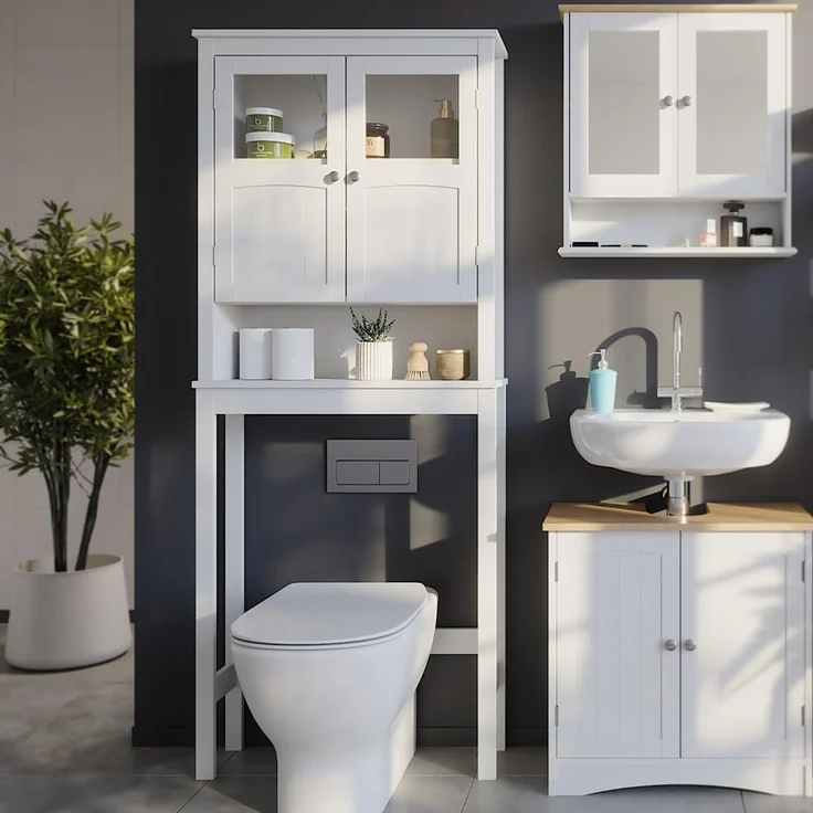 Toilettenschrank Bianco Weiß 69 x 171 cm Vicco – Bild 2