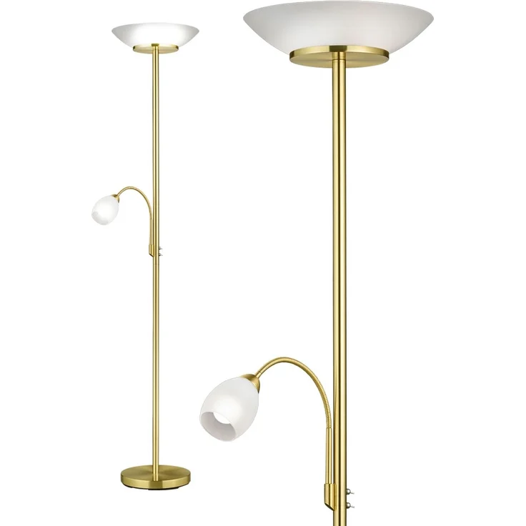 Stehleuchte, Metall, Glas, weiß, Flexoarm, H 180 cm – Bild 1