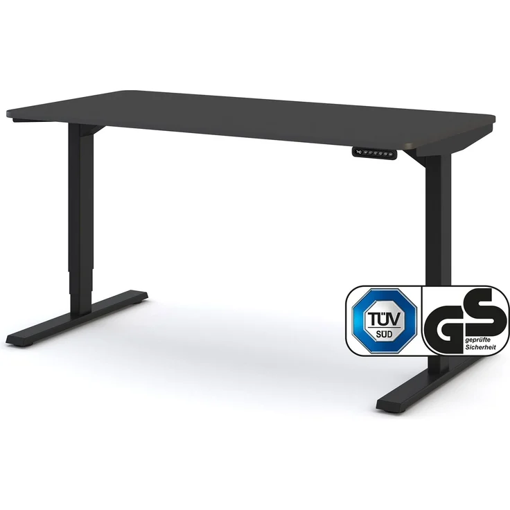 ASSMANN Elektrisch höhenverstellbarer Schreibtisch Y-Line Curved 140x70cm Anthrazit Schwarz Metall Holz – Bild 1