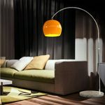 CCLIFE LED E27 Bogenlampe höhenverstellbar Marmorfuß weiß orange Stehlampe Stehleuchte Standleuchte Bogenleuchte Bogenstandleuchte, Farbe:Orange, höhenverstellbar 130-180cm