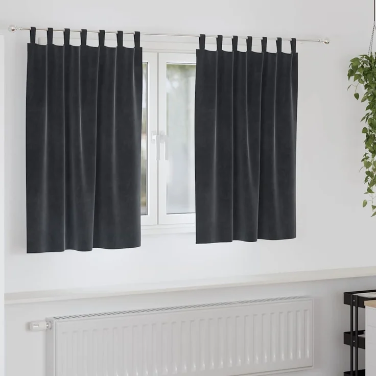 Verdunkelungsvorhänge 2 pcs | für Wohnzimmer & Schlafzimmer Dunkelgrau 140 x 140 cm Samt – Bild 2