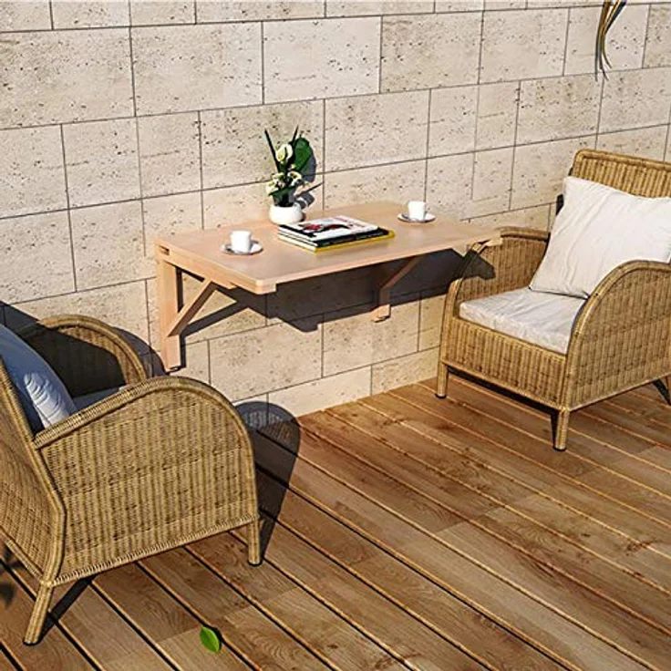 MM MELISEN Klapptisch, Kleiner, Platzsparender Schwimmender Schreibtisch, Zusammenklappbarer Computertisch Aus Massivholz, an der Wand Montierter Klapptisch für Arbeitszimmer, KüChe, WäScherei Usw – Bild 3