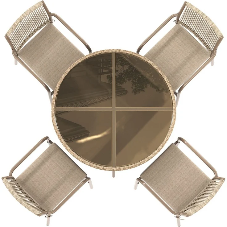 Gartenlounge-Set mit rundem Glastisch und 4 Stühlen, 5-teilig, Loungeset, Essgruppe für Garten – Bild 8