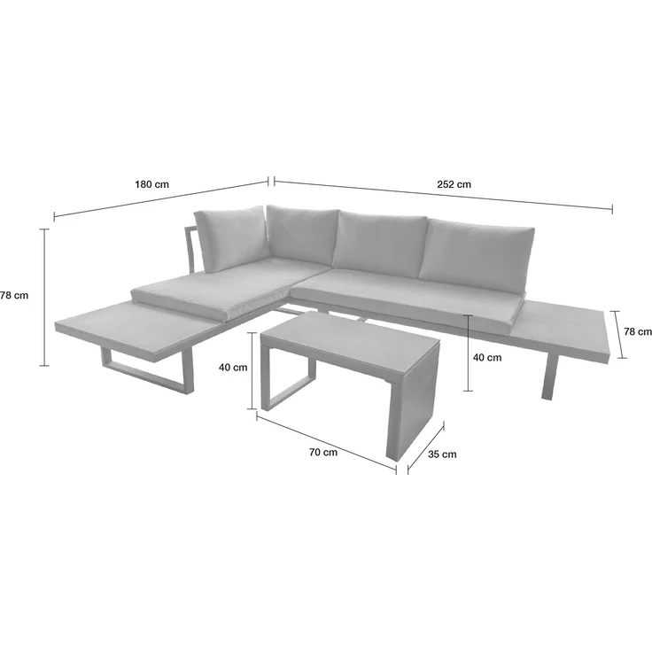 LC Garden 'Sungardo' Gartenlounge-Set inkl. Auflagen, 3tlg., individuell stellbar, Aluminium anthrazit, 70 x 35 x 41 cm – Bild 4