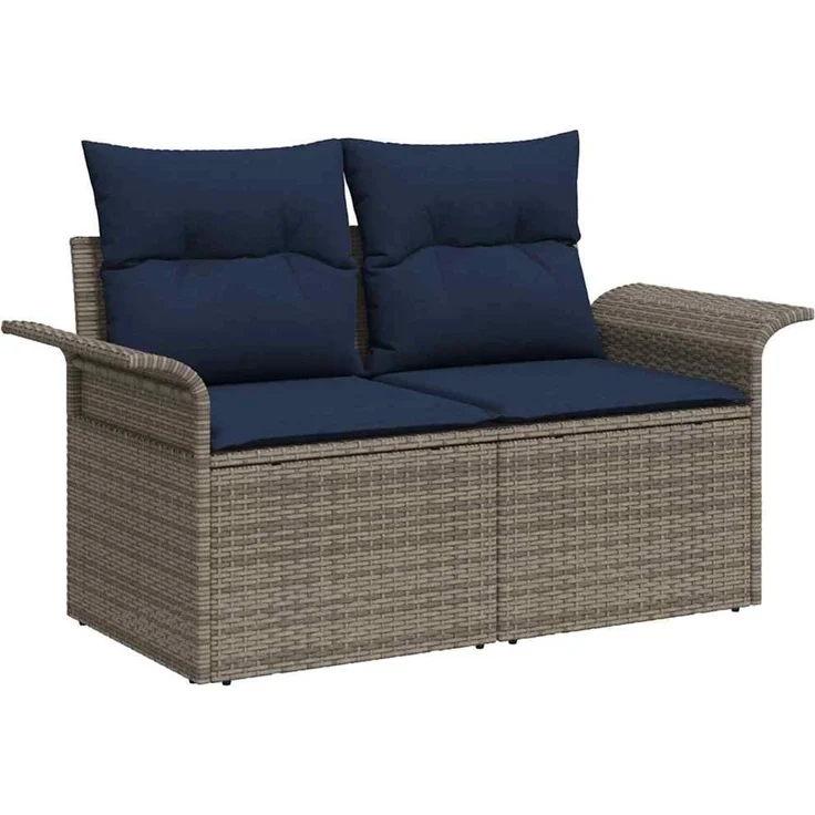 vidaXL Gartensofa-set mit Kissen 4 pcs Grau Poly-Rattan 3345315 – Bild 5