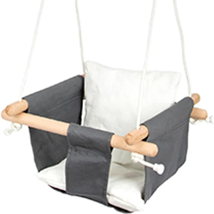 small foot 11584 Babyschaukel Komfort aus Holz und Stoff, mit längenverstellbaren Seilen, für Draußen & Drinnen geeignet – Bild 2