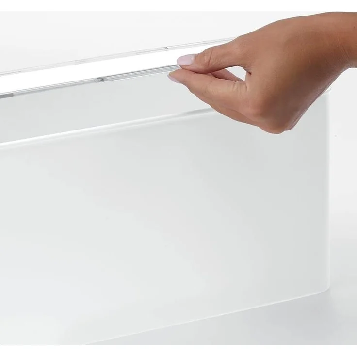 Ordnungsbox Plastikbox + Deckel Organizer mDesign stapelbar weiß/transparent – Bild 3