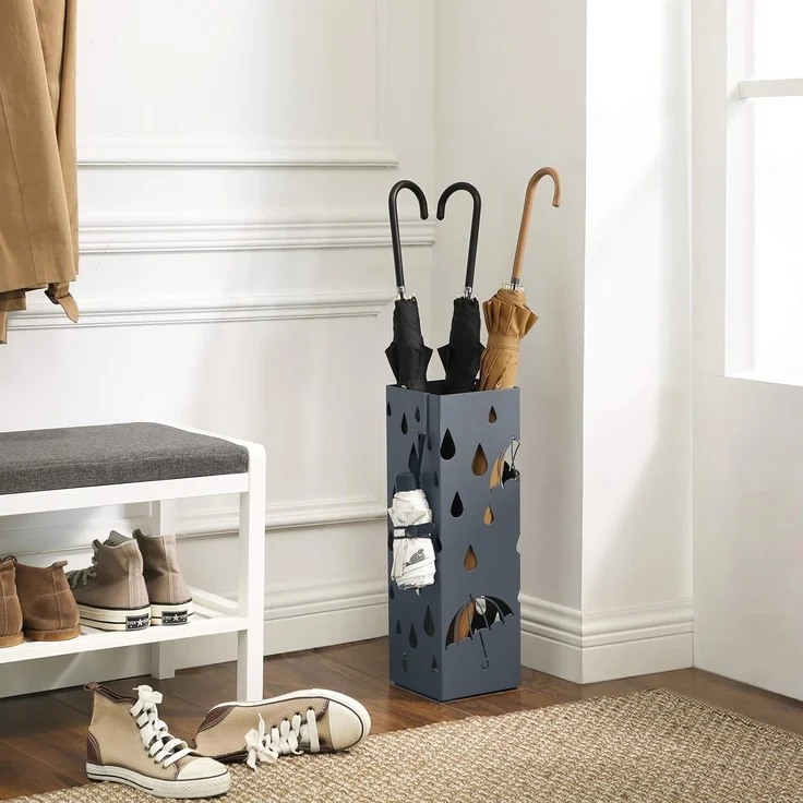 Songmics Regenschirmständer, Metall Anthrazit, 15,5 x 15,5 x 49 cm – Bild 3